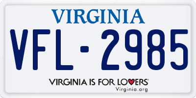 VA license plate VFL2985