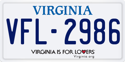 VA license plate VFL2986
