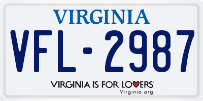 VA license plate VFL2987