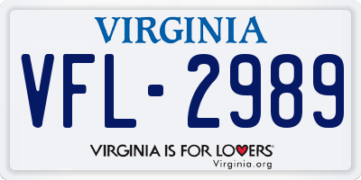 VA license plate VFL2989