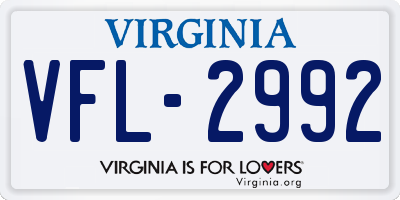 VA license plate VFL2992