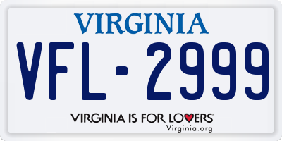 VA license plate VFL2999