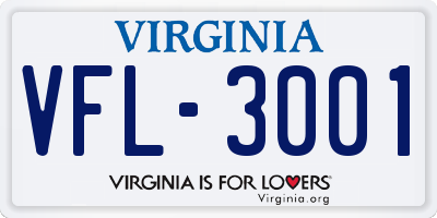 VA license plate VFL3001