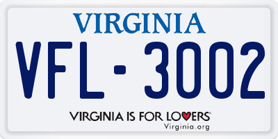 VA license plate VFL3002