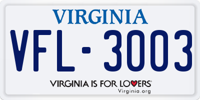 VA license plate VFL3003