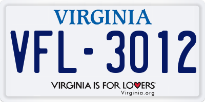 VA license plate VFL3012