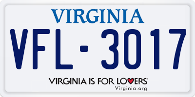 VA license plate VFL3017