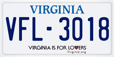 VA license plate VFL3018