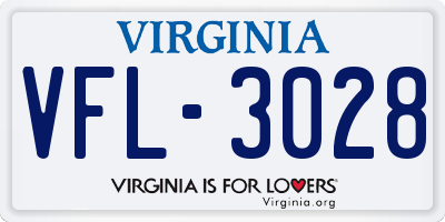 VA license plate VFL3028