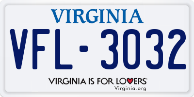 VA license plate VFL3032
