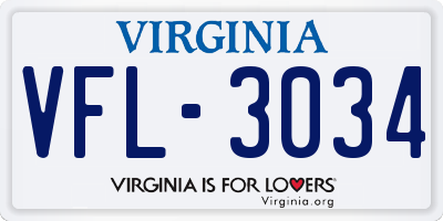 VA license plate VFL3034