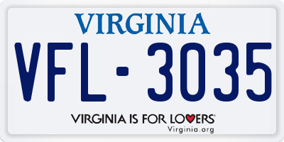 VA license plate VFL3035