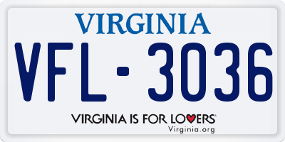 VA license plate VFL3036