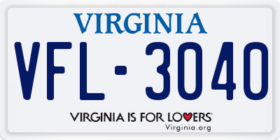 VA license plate VFL3040
