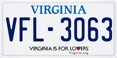 VA license plate VFL3063