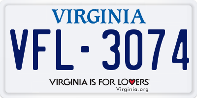 VA license plate VFL3074