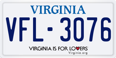 VA license plate VFL3076
