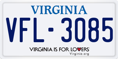 VA license plate VFL3085