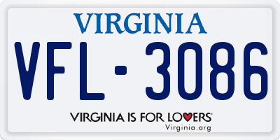 VA license plate VFL3086