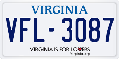 VA license plate VFL3087