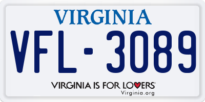 VA license plate VFL3089