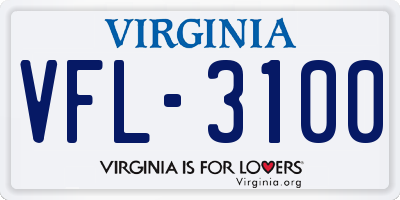 VA license plate VFL3100