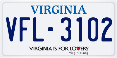 VA license plate VFL3102