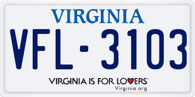 VA license plate VFL3103