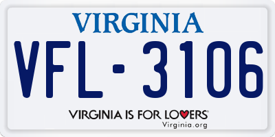 VA license plate VFL3106