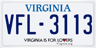 VA license plate VFL3113