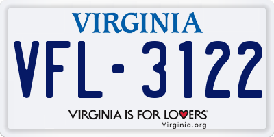 VA license plate VFL3122