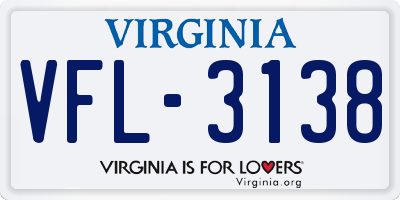 VA license plate VFL3138