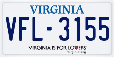 VA license plate VFL3155