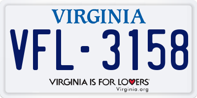 VA license plate VFL3158
