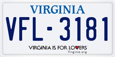 VA license plate VFL3181