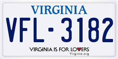 VA license plate VFL3182