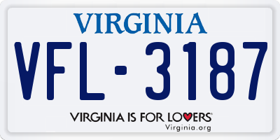 VA license plate VFL3187