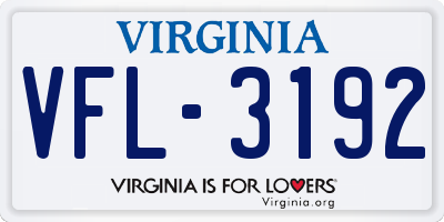 VA license plate VFL3192
