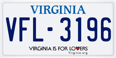 VA license plate VFL3196