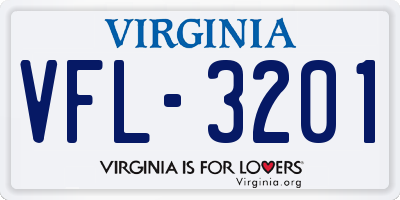 VA license plate VFL3201