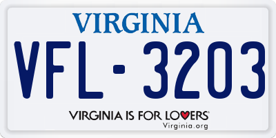 VA license plate VFL3203