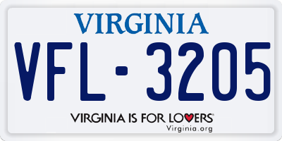 VA license plate VFL3205