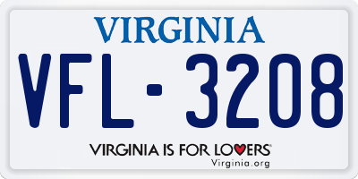 VA license plate VFL3208