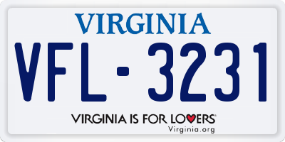 VA license plate VFL3231