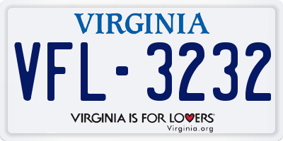VA license plate VFL3232