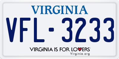 VA license plate VFL3233