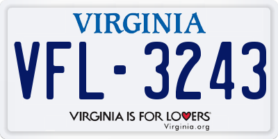 VA license plate VFL3243