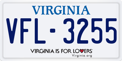VA license plate VFL3255