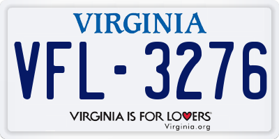 VA license plate VFL3276