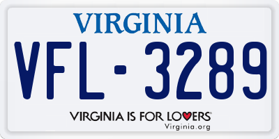 VA license plate VFL3289
